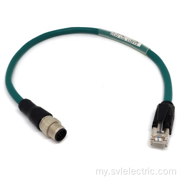 M12 မှ 4-Pin Male Adapter D-coded connector သို့ RJ45